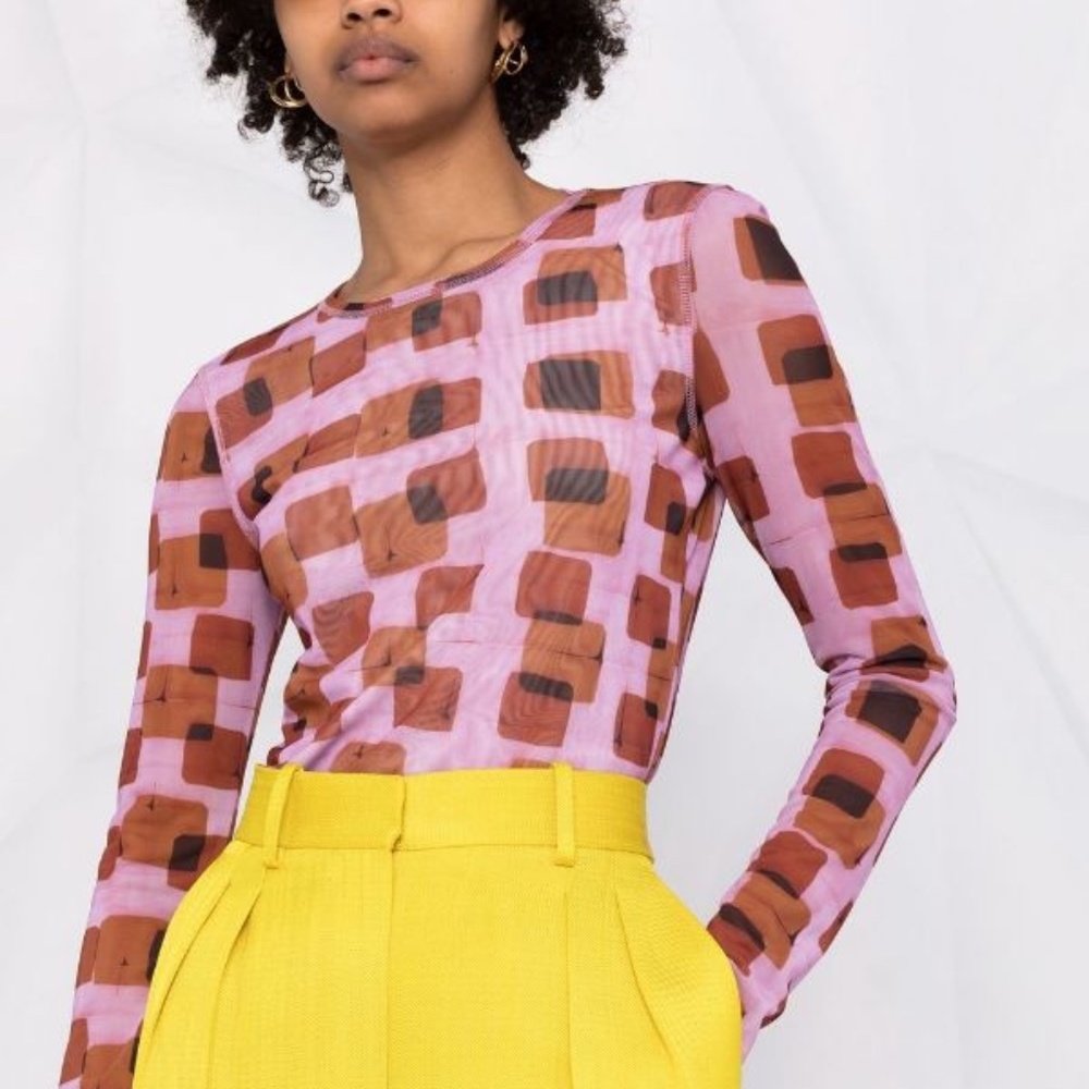 Henrik Vibskov geometric-print long-sleeve top size 34